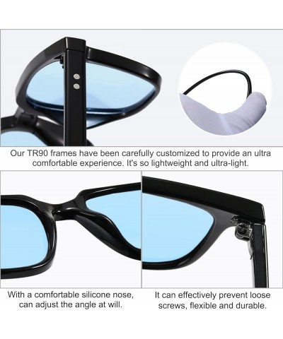 TR90 Polarized Sunglasses Square for Men Women Black Frame Glasses Downey See Through Lens Blue Tinted Eyewear Polarized 2pcs...