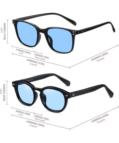 TR90 Polarized Sunglasses Square for Men Women Black Frame Glasses Downey See Through Lens Blue Tinted Eyewear Polarized 2pcs...