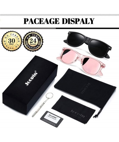 Square Sunglasses Polarized UV Protection Trendy Designer Sun Glasses Men Women B17-matte Black + Pink Mirrored Pink multicol...