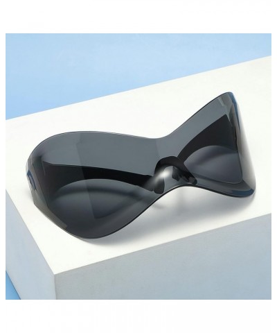 Oversized One Piece Rimless Sunglasses Women Y2K Outdoor Sports Goggles Men Punk Driving Sun Glasses Grey $9.83 Goggle