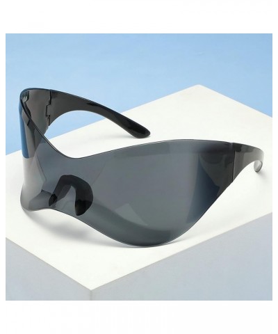 Oversized One Piece Rimless Sunglasses Women Y2K Outdoor Sports Goggles Men Punk Driving Sun Glasses Grey $9.83 Goggle