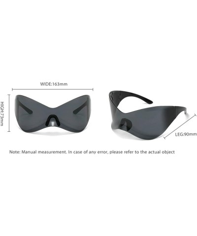 Oversized One Piece Rimless Sunglasses Women Y2K Outdoor Sports Goggles Men Punk Driving Sun Glasses Grey $9.83 Goggle