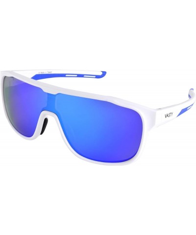 Shield Sunglasses for Women Men Clubmaster Sports Matt Black White UV Protection Blue Pink Revo Grey Lenses Matt White Frame ...