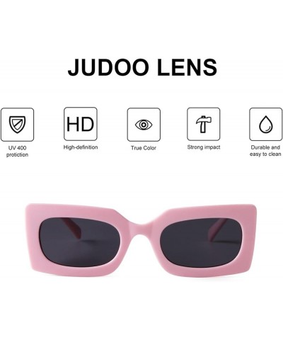 Retro Rectangle Sunglasses for Women Fashion Oval Lenses Pink Square Frame with UV400 Protection Pink+white $8.94 Square