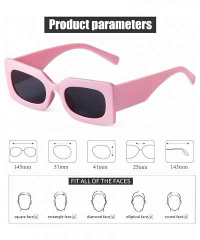 Retro Rectangle Sunglasses for Women Fashion Oval Lenses Pink Square Frame with UV400 Protection Pink+white $8.94 Square