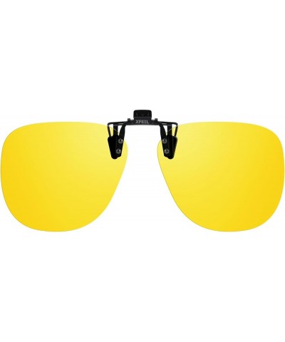 Clip on Sunglasses for Big Prescription Glasses Women Men Flip up Sunglasses over Eyeglasses Polarized Sun Glasses A-yellow-f...