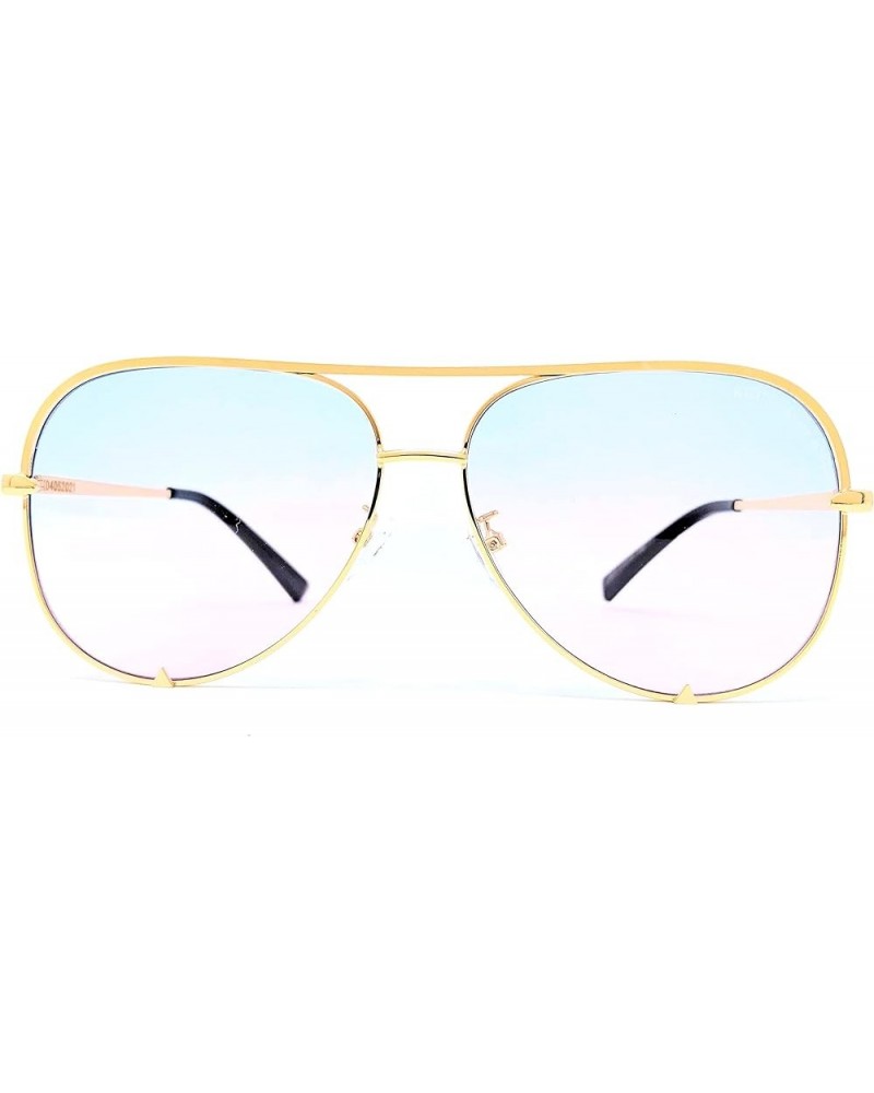 Gold Metal Alloy Aviator Sunglasses K04042021 Gradient Polarized UV 400 Protection Lens for Men and Women Gold Blue/Pink $24....