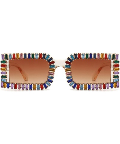 Colorful Crystal Sunglasses Women Square Sunglasses Bling Rhinestone Sunglasses for Woman Luxury Fashion Shade UV400 Brown $1...