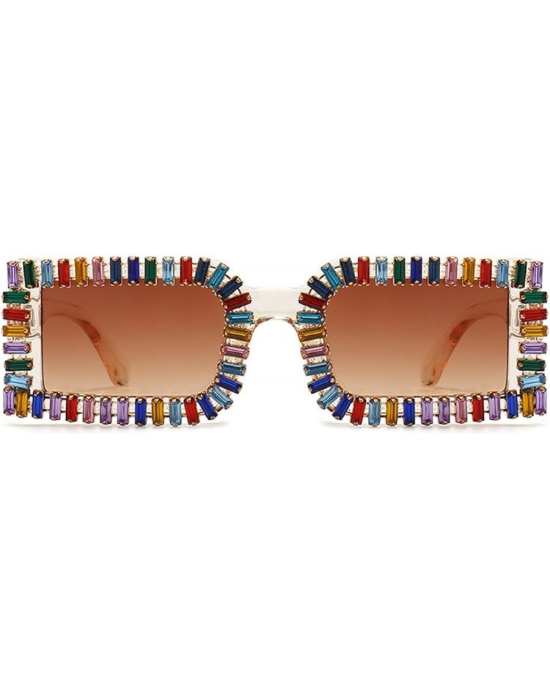 Colorful Crystal Sunglasses Women Square Sunglasses Bling Rhinestone Sunglasses for Woman Luxury Fashion Shade UV400 Brown $1...