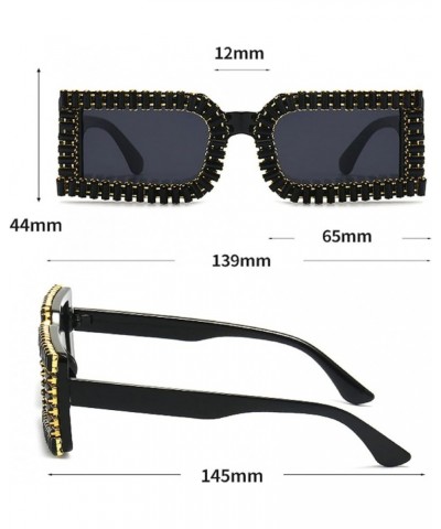 Colorful Crystal Sunglasses Women Square Sunglasses Bling Rhinestone Sunglasses for Woman Luxury Fashion Shade UV400 Brown $1...