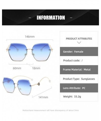 Rimless Large Frame Women's Sunglasses, Outdoor Holiday Beach Glasses (Color : G, Size : Medium) Medium A $20.03 Rimless