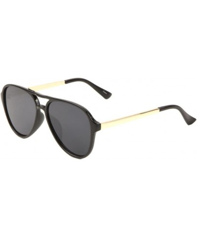 Flat Top & Lens Modern Rounded Aviator Sunglasses Black Gold $11.74 Aviator