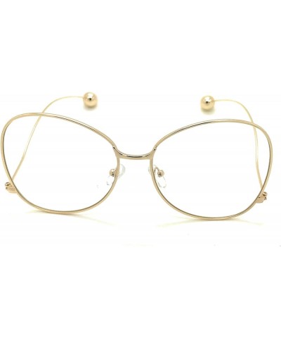 Fashion Vintage Oversized Clear Lens Women's Rimless Sunglasses Gold $8.81 Oversized