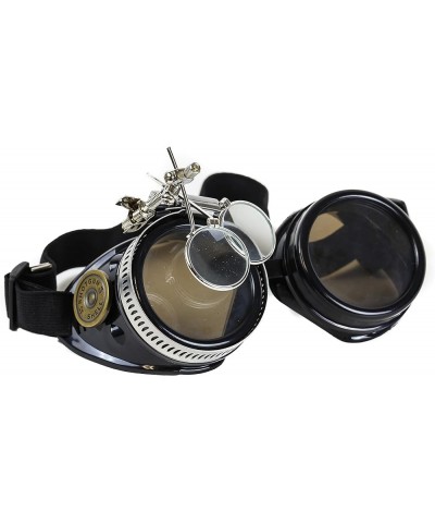 Steampunk Victorian Style Goggles with Shotgun Shell, Colored Lenses & Ocular Loupe Black $9.90 Round