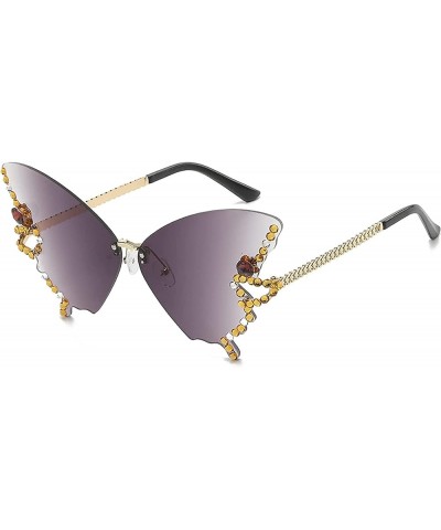 2023 Summer Ladies Novelty Color Butterfly Shape Glasses,Diamond Butterfly Sunglasses,Butterfly Rhinestone Glasses Gray $8.31...