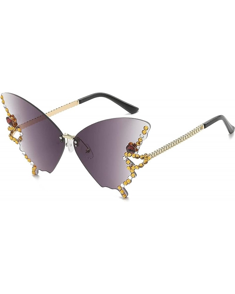 2023 Summer Ladies Novelty Color Butterfly Shape Glasses,Diamond Butterfly Sunglasses,Butterfly Rhinestone Glasses Gray $8.31...