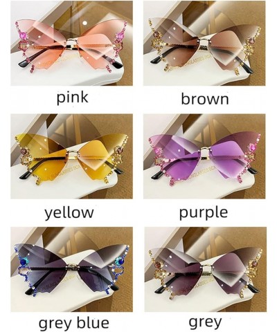 2023 Summer Ladies Novelty Color Butterfly Shape Glasses,Diamond Butterfly Sunglasses,Butterfly Rhinestone Glasses Gray $8.31...