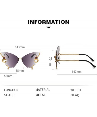 2023 Summer Ladies Novelty Color Butterfly Shape Glasses,Diamond Butterfly Sunglasses,Butterfly Rhinestone Glasses Gray $8.31...