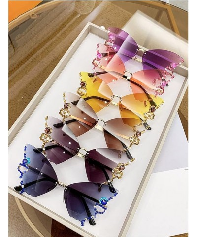 2023 Summer Ladies Novelty Color Butterfly Shape Glasses,Diamond Butterfly Sunglasses,Butterfly Rhinestone Glasses Gray $8.31...