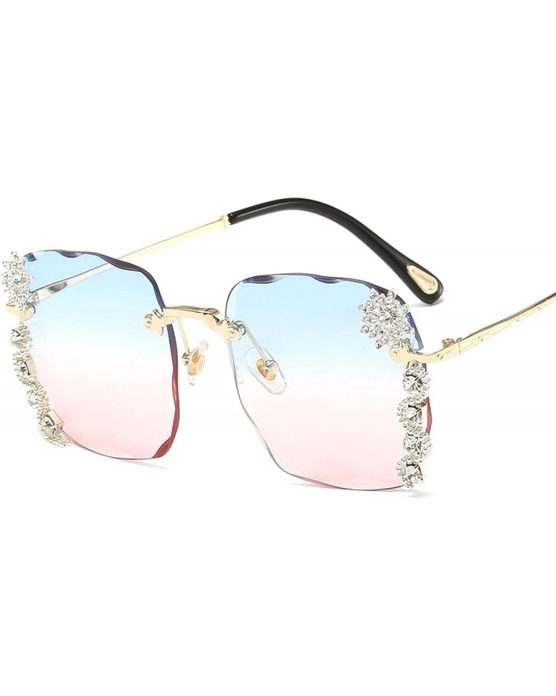 Rimless Sunglasses Fashion Square Frame Sun Glasses Women Bluepink $18.74 Rimless