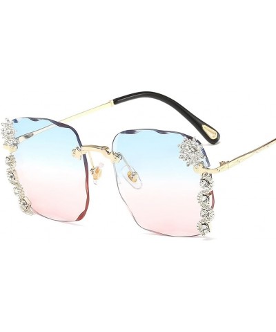 Rimless Sunglasses Fashion Square Frame Sun Glasses Women Bluepink $18.74 Rimless