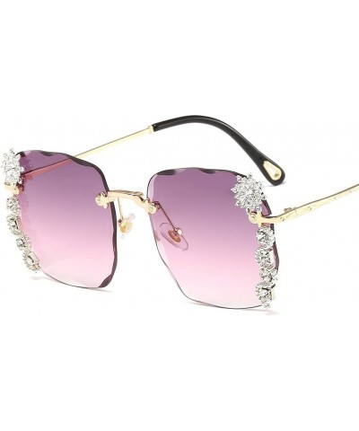 Rimless Sunglasses Fashion Square Frame Sun Glasses Women Bluepink $18.74 Rimless