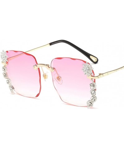 Rimless Sunglasses Fashion Square Frame Sun Glasses Women Bluepink $18.74 Rimless