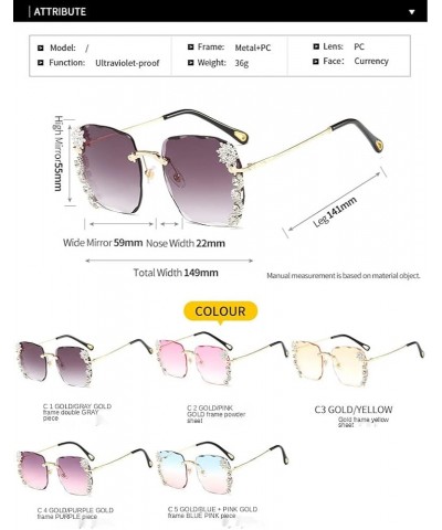 Rimless Sunglasses Fashion Square Frame Sun Glasses Women Bluepink $18.74 Rimless