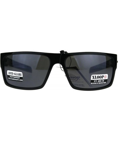 Xloop Sunglasses Mens Rectangular Fashion Frame Anti-Glare Lens UV 400 Glossy Black $7.98 Rectangular