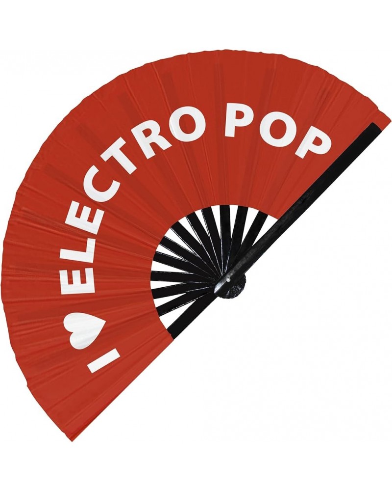 I Love Electro Pop Hand Fan Foldable Bamboo Circuit Rave Hand Fans Heart Music Genre Rave Parties Gifts Festival Accessories ...