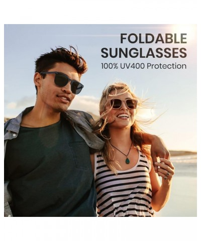 Folding Sunglasses for Women Men Polarized Lens UV 400 Protection Foldable Shade Portable Ultralight TR Frame Eyewear 00 - Br...