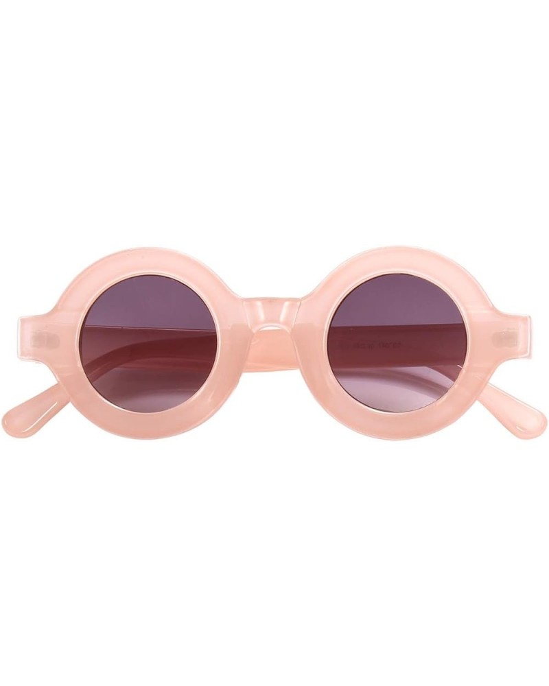 Fashion Thick Bold Frame Round Sunglasses Anti-UV Outdoor Colorful Glasses Candy Pink Frame / Purple Lens $10.19 Round