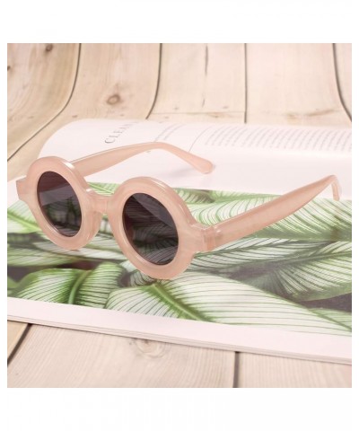 Fashion Thick Bold Frame Round Sunglasses Anti-UV Outdoor Colorful Glasses Candy Pink Frame / Purple Lens $10.19 Round