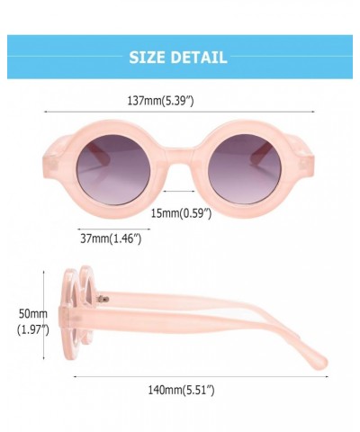 Fashion Thick Bold Frame Round Sunglasses Anti-UV Outdoor Colorful Glasses Candy Pink Frame / Purple Lens $10.19 Round