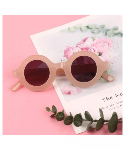 Fashion Thick Bold Frame Round Sunglasses Anti-UV Outdoor Colorful Glasses Candy Pink Frame / Purple Lens $10.19 Round