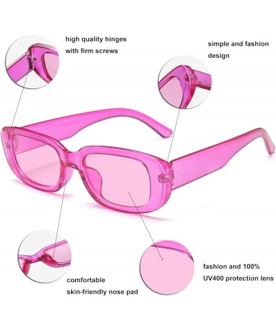 Rectangle Sunglasses for Women Narrow Square Frame UV400 Protection Retro Driving Glasses Vintage Fashion Fusia PINK $9.02 Sq...