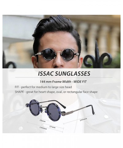 Isaac Steampunk Small Round Sunglasses Retro Vintage Eyewear Men Women Circle Lens Metal Frame UV400 Demi / Gray $13.43 Goggle