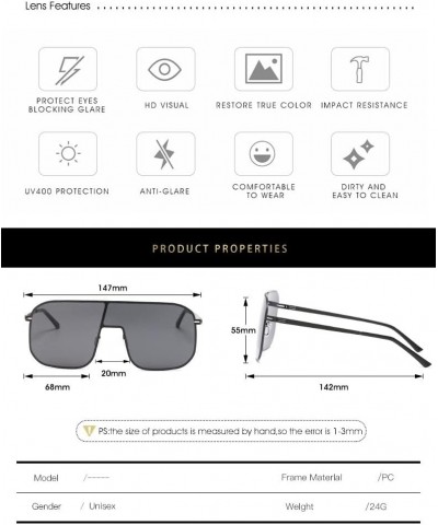 Large Frame Metal Frame Fashion Sunglasses for Men and Women for Outdoor Vacation (Color : A, Size : Medium) Medium F $22.02 ...