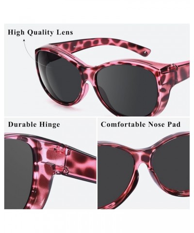 Polarized Oversized Fit over Sunglasses Wear over Glasses for Women Men Driving Riding (Amber leopard/yellow, Yellow/Night Vi...