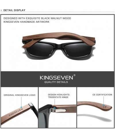 Wooden Sunglasses Polarized for Men Women Retro Vintage Mirrored Lenses Walnut Wood Frame W5777 Black $13.34 Designer