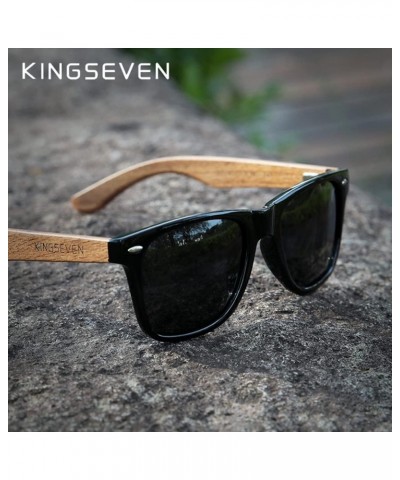 Wooden Sunglasses Polarized for Men Women Retro Vintage Mirrored Lenses Walnut Wood Frame W5777 Black $13.34 Designer