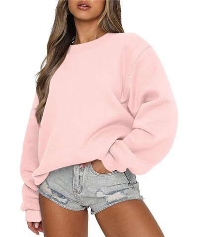 Sweatshirt for Women 2023 Oversized Fleece Long Sleeve Crewneck Pullover Casual Solid Color Top Fall Trendy Clothes Pink $11....