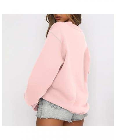 Sweatshirt for Women 2023 Oversized Fleece Long Sleeve Crewneck Pullover Casual Solid Color Top Fall Trendy Clothes Pink $11....