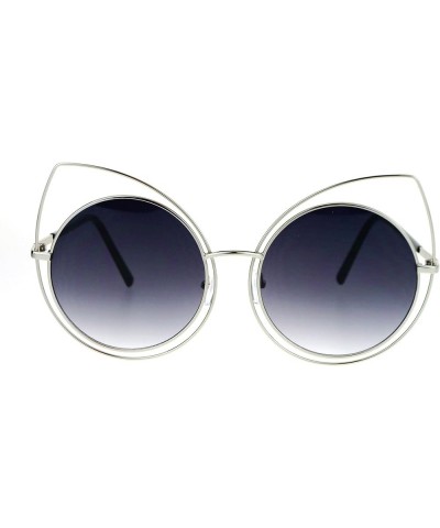 Super Oversized Womens Sunglasses Round Circle Cateye Double Frame UV 400 Silver (Smoke) $10.41 Oversized