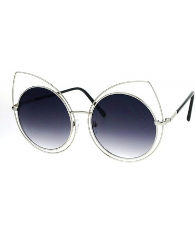 Super Oversized Womens Sunglasses Round Circle Cateye Double Frame UV 400 Silver (Smoke) $10.41 Oversized