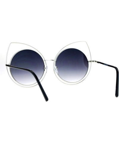 Super Oversized Womens Sunglasses Round Circle Cateye Double Frame UV 400 Silver (Smoke) $10.41 Oversized