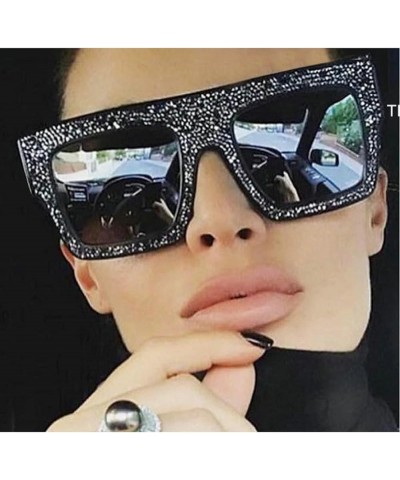 Sparkling Rhinestone Sunglasses Women Oversized Square Fashion Lady Luxury bling Designer Diamond Sun Glasses White&gray $11....