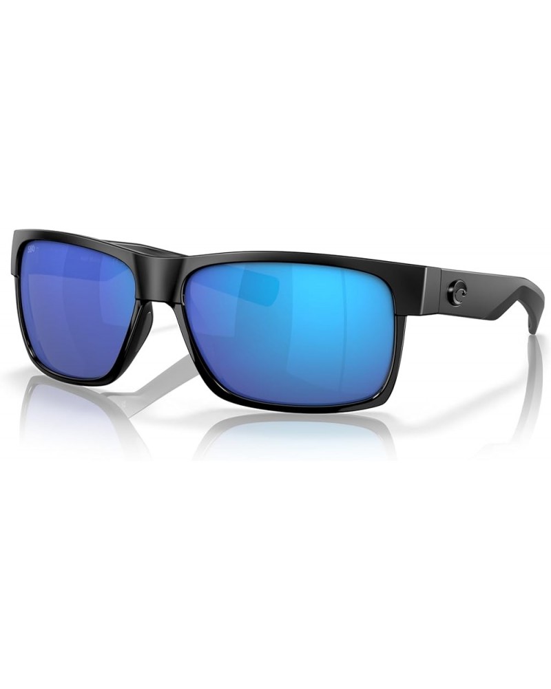 mens Half Moon Rectangular Sunglasses Shiny Black/Matte Black/Grey Blue Mirrored Polarized-580g $69.30 Rectangular