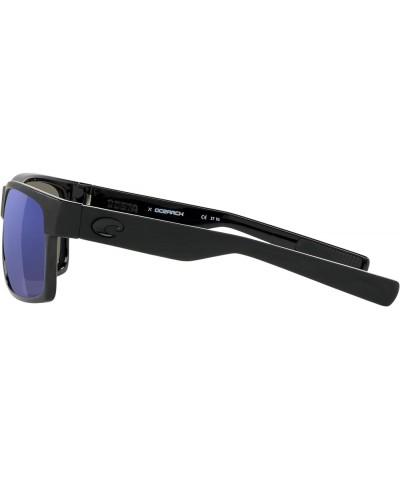 mens Half Moon Rectangular Sunglasses Shiny Black/Matte Black/Grey Blue Mirrored Polarized-580g $69.30 Rectangular