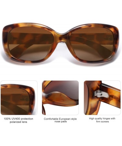 Vintage Square Sunglasses for Women Polarized UV Protection Havana Frame Tortoise/Gradient Brown Gradient Brown Lens $7.94 Go...